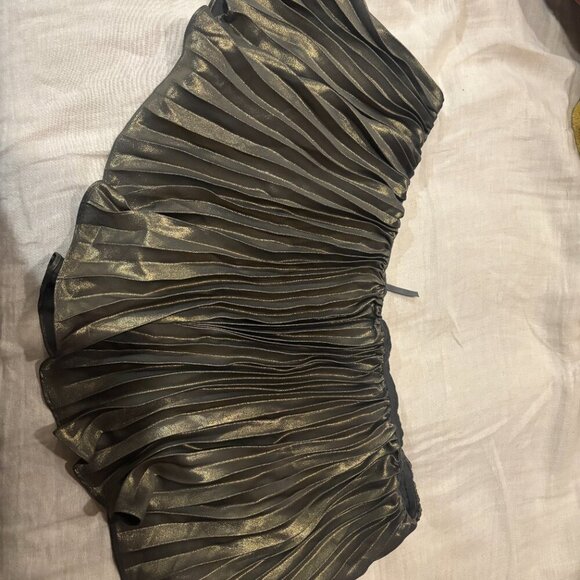NWT NYE Anthropologie Pleated Metallic Skirt 14 Gold Top Midi | wedding guest - Picture 5 of 8
